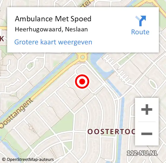 Locatie op kaart van de 112 melding: Ambulance Met Spoed Naar Heerhugowaard, Neslaan op 4 september 2017 16:08