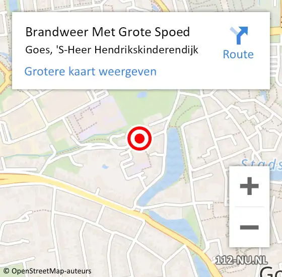 Locatie op kaart van de 112 melding: Brandweer Met Grote Spoed Naar Goes, 'S-Heer Hendrikskinderendijk op 4 september 2017 16:14