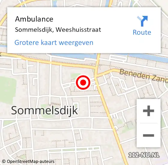 Locatie op kaart van de 112 melding: Ambulance Sommelsdijk, Weeshuisstraat op 4 september 2017 16:42