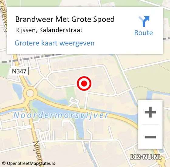 Locatie op kaart van de 112 melding: Brandweer Met Grote Spoed Naar Rijssen, Kalanderstraat op 4 september 2017 17:41