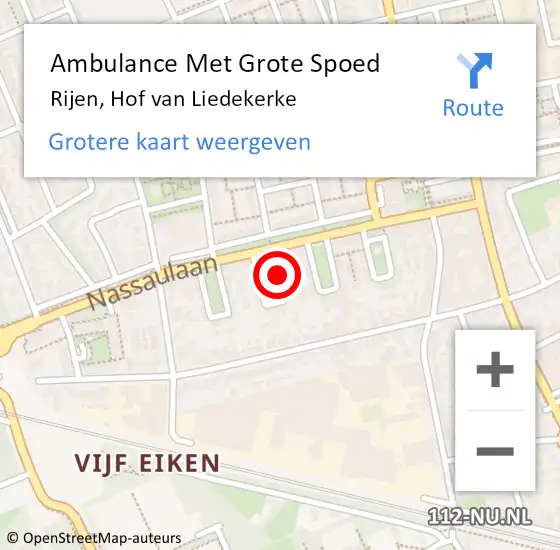 Locatie op kaart van de 112 melding: Ambulance Met Grote Spoed Naar Rijen, Hof van Liedekerke op 4 september 2017 17:50