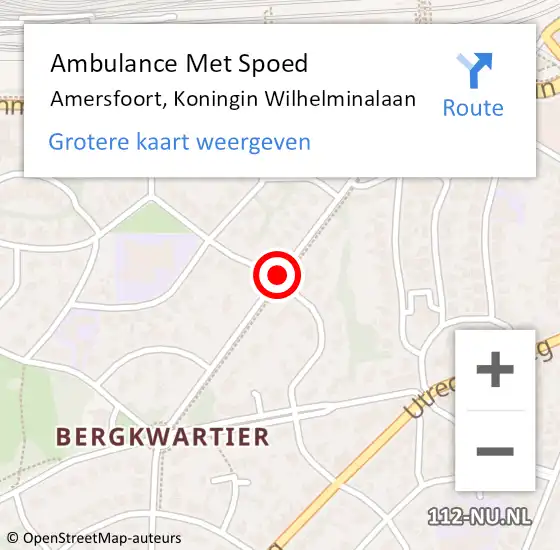 Locatie op kaart van de 112 melding: Ambulance Met Spoed Naar Amersfoort, Koningin Wilhelminalaan op 4 september 2017 18:07