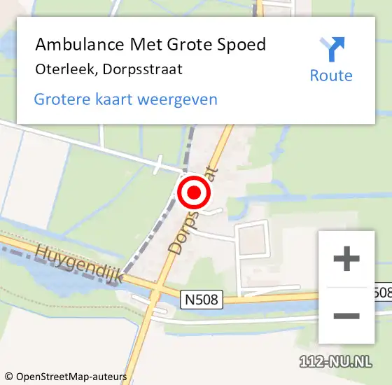 Locatie op kaart van de 112 melding: Ambulance Met Grote Spoed Naar Oterleek, Dorpsstraat op 4 september 2017 18:14