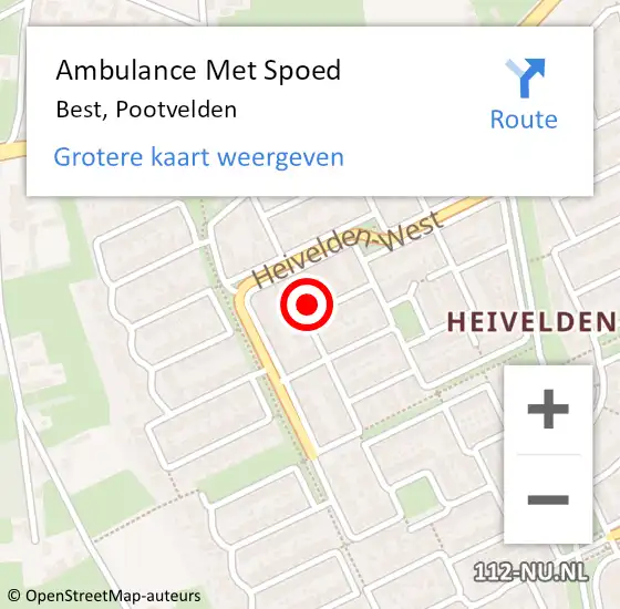 Locatie op kaart van de 112 melding: Ambulance Met Spoed Naar Best, Pootvelden op 4 september 2017 18:27