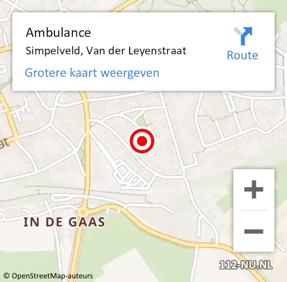 Locatie op kaart van de 112 melding: Ambulance Simpelveld, Van der Leyenstraat op 31 januari 2014 14:29