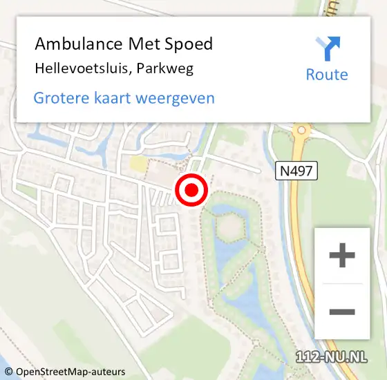 Locatie op kaart van de 112 melding: Ambulance Met Spoed Naar Hellevoetsluis, Parkweg op 4 september 2017 18:53