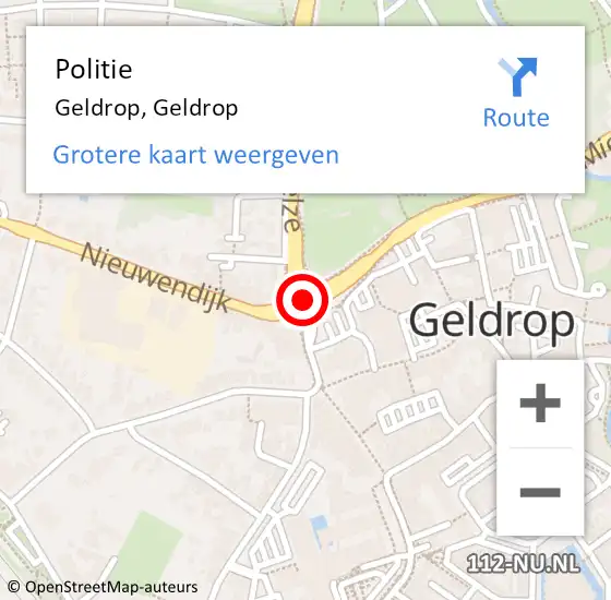 Locatie op kaart van de 112 melding: Politie Geldrop, A67 Re op 4 september 2017 19:08