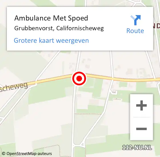 Locatie op kaart van de 112 melding: Ambulance Met Spoed Naar Grubbenvorst, Californischeweg op 31 januari 2014 14:37