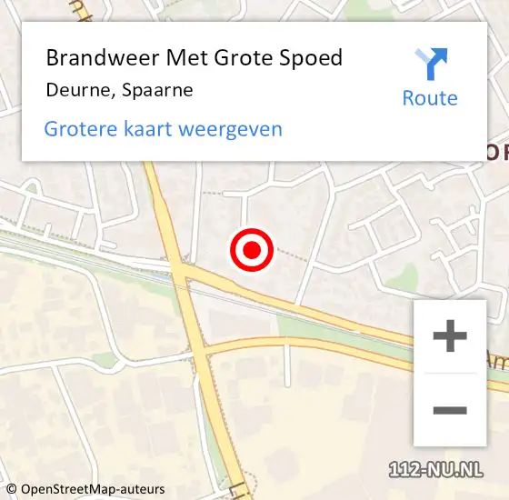 Locatie op kaart van de 112 melding: Brandweer Met Grote Spoed Naar Deurne, Spaarne op 4 september 2017 20:48