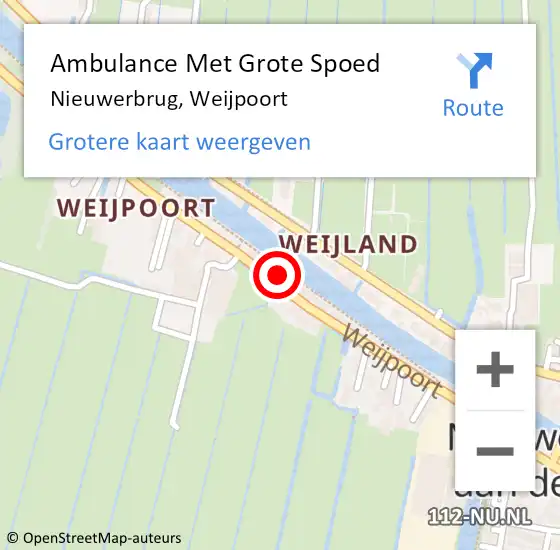 Locatie op kaart van de 112 melding: Ambulance Met Grote Spoed Naar Nieuwerbrug, Weijpoort op 4 september 2017 21:48