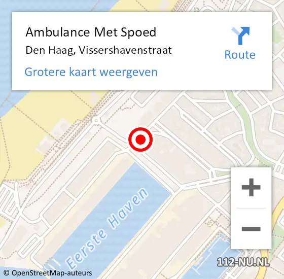 Locatie op kaart van de 112 melding: Ambulance Met Spoed Naar Den Haag, Vissershavenstraat op 4 september 2017 23:17
