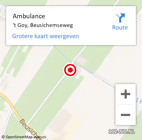 Locatie op kaart van de 112 melding: Ambulance 't Goy, Beusichemseweg op 4 september 2017 23:39