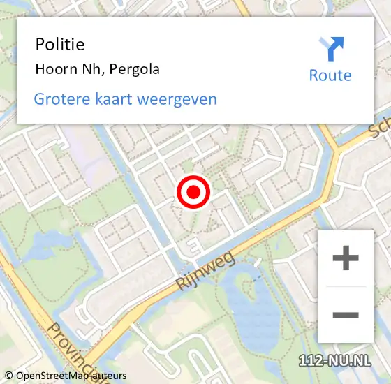 Locatie op kaart van de 112 melding: Politie Hoorn Nh, Pergola op 5 september 2017 00:33