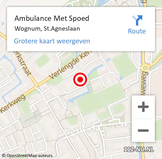 Locatie op kaart van de 112 melding: Ambulance Met Spoed Naar Wognum, St.Agneslaan op 5 september 2017 04:44