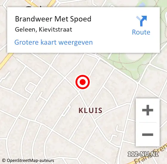 Locatie op kaart van de 112 melding: Brandweer Met Spoed Naar Geleen, Kievitstraat op 5 september 2017 05:00