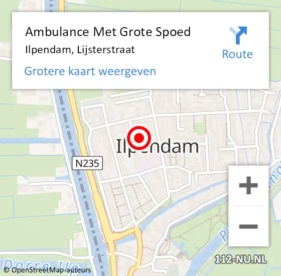 Locatie op kaart van de 112 melding: Ambulance Met Grote Spoed Naar Ilpendam, Lijsterstraat op 5 september 2017 05:12