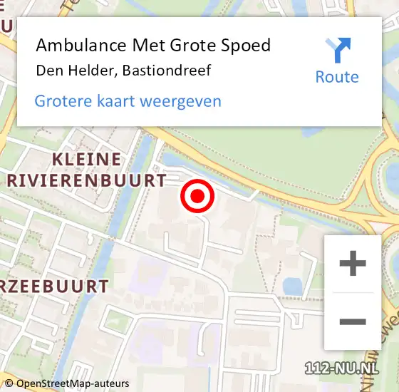 Locatie op kaart van de 112 melding: Ambulance Met Grote Spoed Naar Den Helder, Bastiondreef op 5 september 2017 06:47