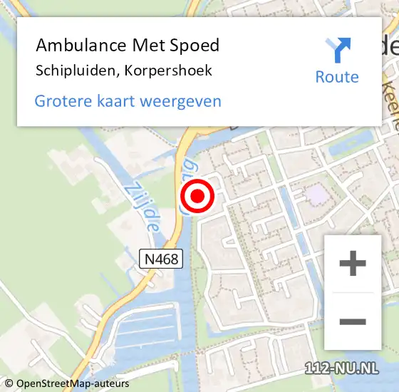 Locatie op kaart van de 112 melding: Ambulance Met Spoed Naar Schipluiden, Korpershoek op 20 september 2013 23:48