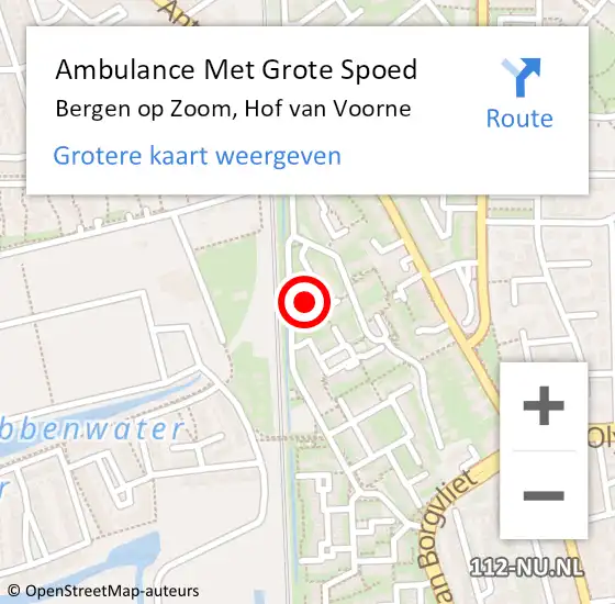 Locatie op kaart van de 112 melding: Ambulance Met Grote Spoed Naar Bergen op Zoom, Hof van Voorne op 5 september 2017 09:18
