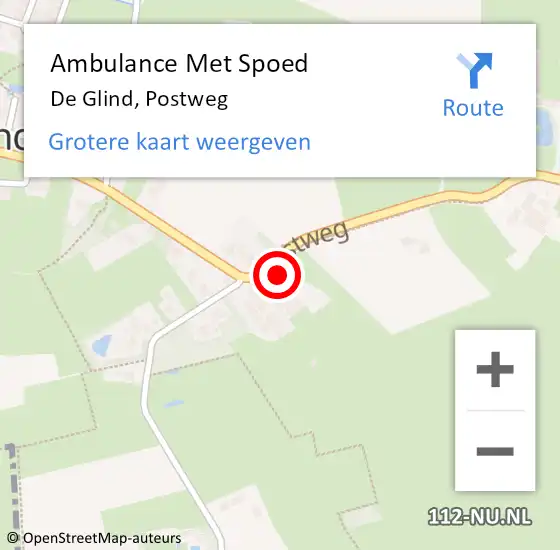 Locatie op kaart van de 112 melding: Ambulance Met Spoed Naar De Glind, Postweg op 5 september 2017 09:40