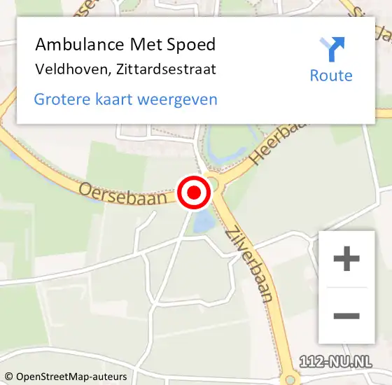 Locatie op kaart van de 112 melding: Ambulance Met Spoed Naar Veldhoven, Zittardsestraat op 5 september 2017 10:03