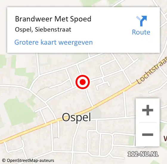 Locatie op kaart van de 112 melding: Brandweer Met Spoed Naar Ospel, Siebenstraat op 5 september 2017 10:11