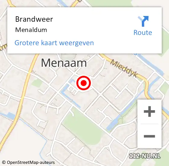 Locatie op kaart van de 112 melding: Brandweer Menaldum op 5 september 2017 11:51