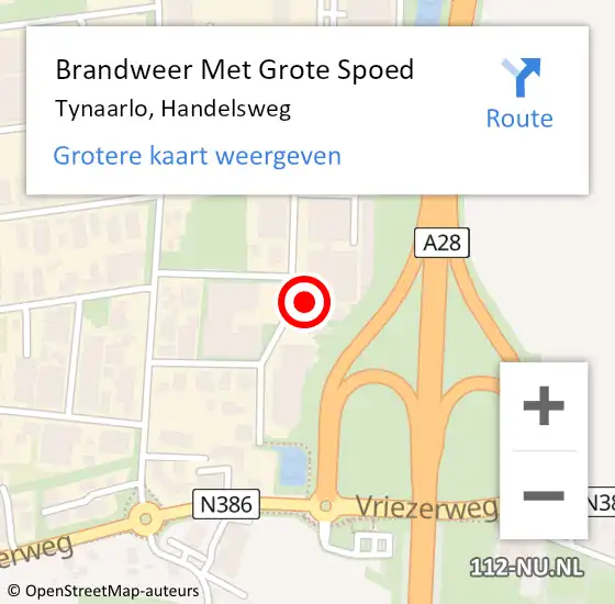 Locatie op kaart van de 112 melding: Brandweer Met Grote Spoed Naar Tynaarlo, Handelsweg op 5 september 2017 12:09