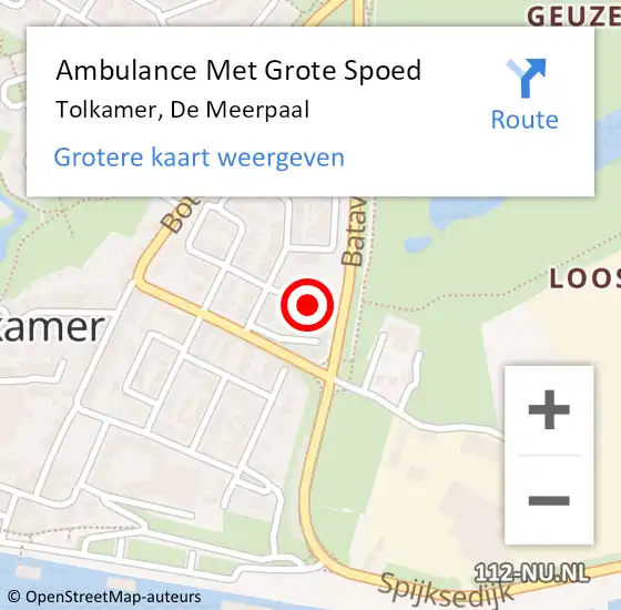 Locatie op kaart van de 112 melding: Ambulance Met Grote Spoed Naar Tolkamer, De Meerpaal op 5 september 2017 13:10