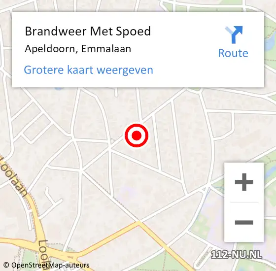 Locatie op kaart van de 112 melding: Brandweer Met Spoed Naar Apeldoorn, Emmalaan op 5 september 2017 13:33