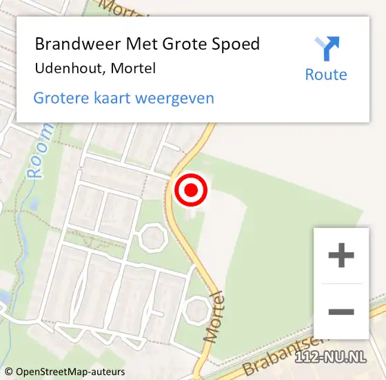 Locatie op kaart van de 112 melding: Brandweer Met Grote Spoed Naar Udenhout, Mortel op 5 september 2017 14:01