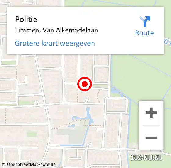 Locatie op kaart van de 112 melding: Politie Limmen, Van Alkemadelaan op 5 september 2017 15:42