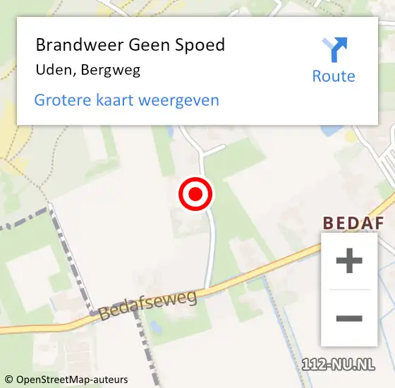 Locatie op kaart van de 112 melding: Brandweer Geen Spoed Naar Uden, Bergweg op 5 september 2017 15:46