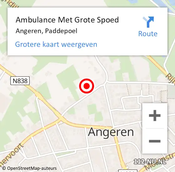 Locatie op kaart van de 112 melding: Ambulance Met Grote Spoed Naar Angeren, Paddepoel op 5 september 2017 16:17