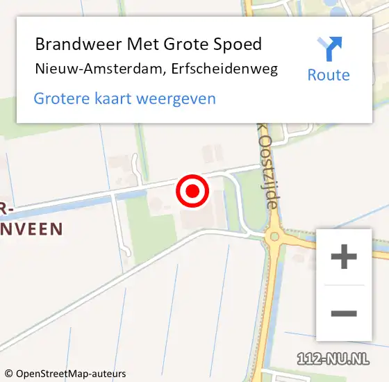 Locatie op kaart van de 112 melding: Brandweer Met Grote Spoed Naar Nieuw-Amsterdam, Erfscheidenweg op 5 september 2017 16:18