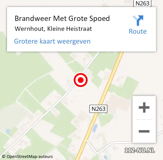 Locatie op kaart van de 112 melding: Brandweer Met Grote Spoed Naar Wernhout, Kleine Heistraat op 5 september 2017 16:22