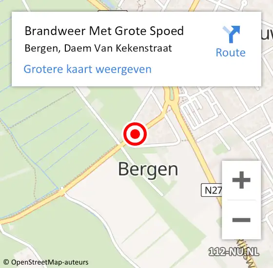 Locatie op kaart van de 112 melding: Brandweer Met Grote Spoed Naar Bergen, Daem Van Kekenstraat op 5 september 2017 16:38