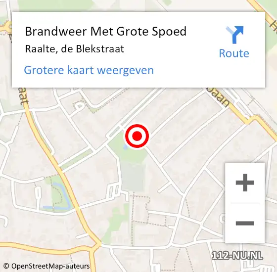 Locatie op kaart van de 112 melding: Brandweer Met Grote Spoed Naar Raalte, de Blekstraat op 5 september 2017 17:03