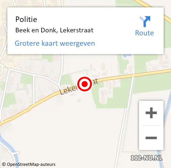 Locatie op kaart van de 112 melding: Politie Beek en Donk, Lekerstraat op 5 september 2017 17:24