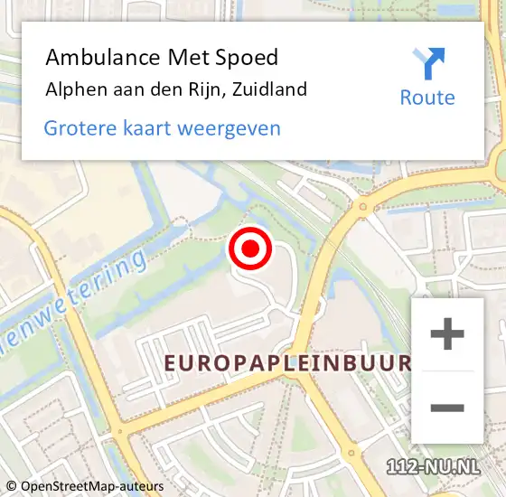 Locatie op kaart van de 112 melding: Ambulance Met Spoed Naar Alphen aan den Rijn, Zuidland op 5 september 2017 18:12