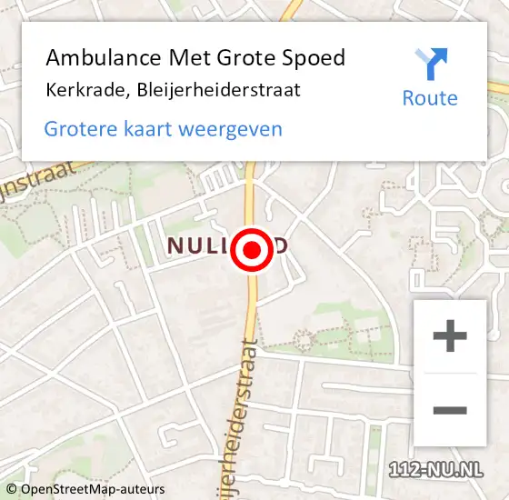 Locatie op kaart van de 112 melding: Ambulance Met Grote Spoed Naar Kerkrade, Bleijerheiderstraat op 5 september 2017 18:14