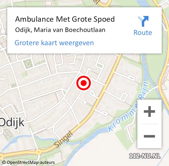 Locatie op kaart van de 112 melding: Ambulance Met Grote Spoed Naar Odijk, Maria van Boechoutlaan op 5 september 2017 18:29