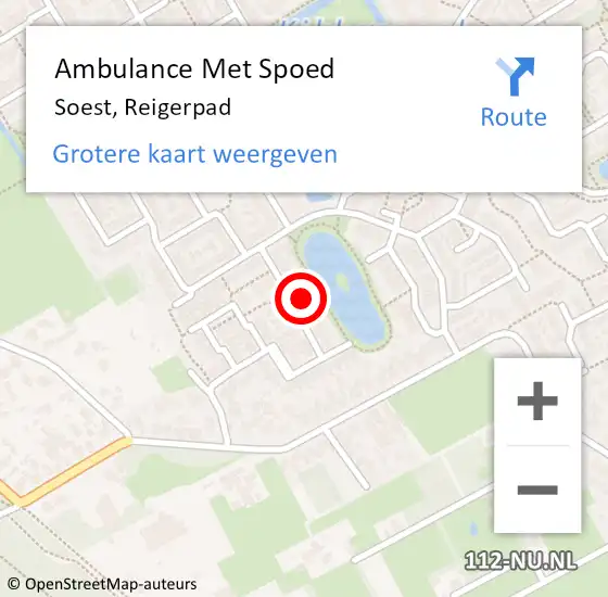 Locatie op kaart van de 112 melding: Ambulance Met Spoed Naar Soest, Reigerpad op 5 september 2017 19:08