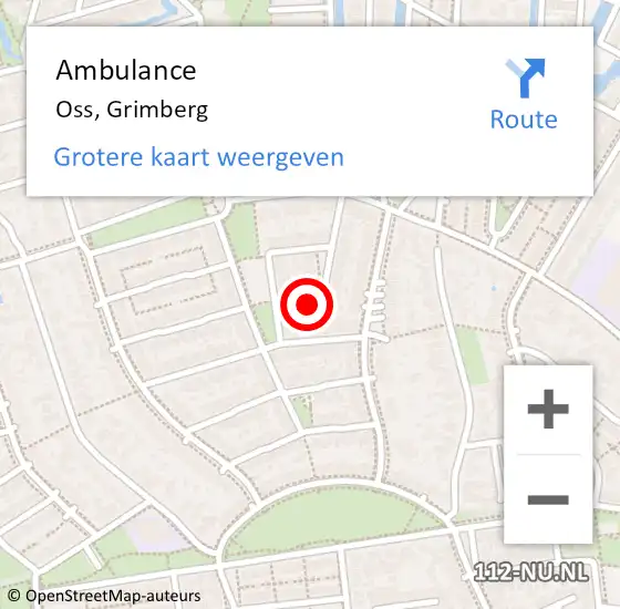 Locatie op kaart van de 112 melding: Ambulance Oss, Grimberg op 5 september 2017 19:18