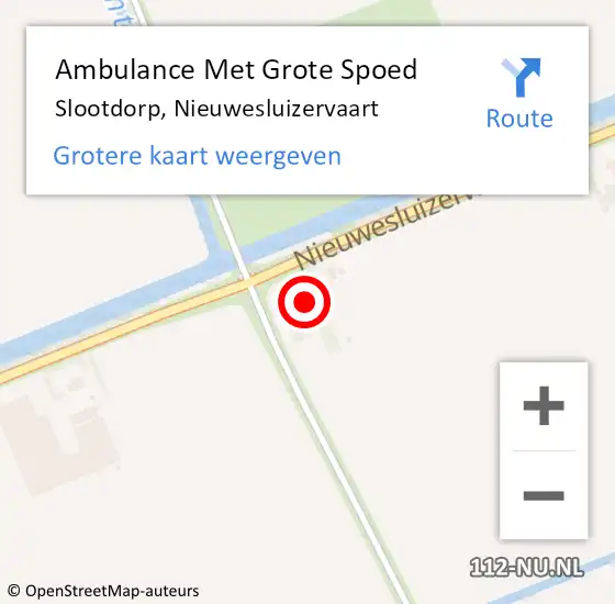 Locatie op kaart van de 112 melding: Ambulance Met Grote Spoed Naar Slootdorp, Nieuwesluizervaart op 5 september 2017 19:19