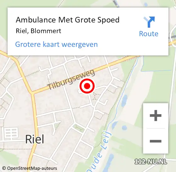 Locatie op kaart van de 112 melding: Ambulance Met Grote Spoed Naar Riel, Blommert op 5 september 2017 19:23