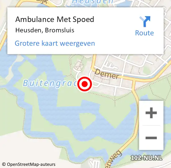 Locatie op kaart van de 112 melding: Ambulance Met Spoed Naar Heusden, Bromsluis op 5 september 2017 20:24