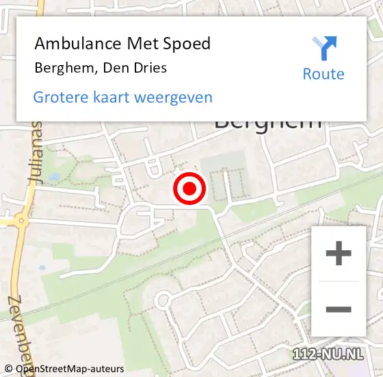 Locatie op kaart van de 112 melding: Ambulance Met Spoed Naar Berghem, Den Dries op 5 september 2017 21:20