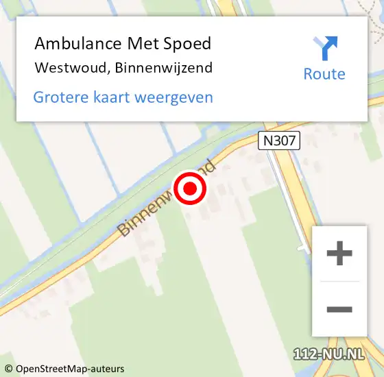 Locatie op kaart van de 112 melding: Ambulance Met Spoed Naar Westwoud, Binnenwijzend op 5 september 2017 22:21