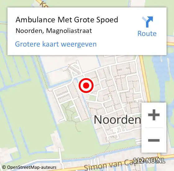 Locatie op kaart van de 112 melding: Ambulance Met Grote Spoed Naar Noorden, Magnoliastraat op 5 september 2017 23:06